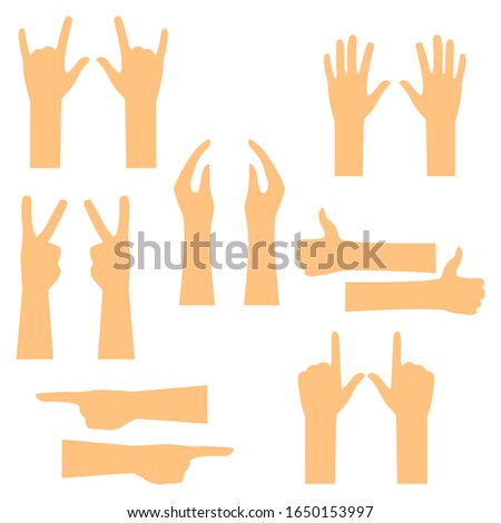 Gesturing hands set isolated on white background