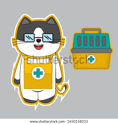 Cat doctor background isolated Gray