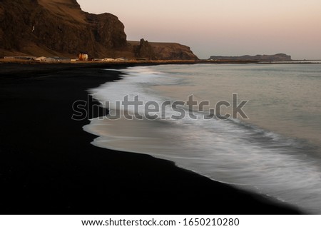 View of black sand beach, Vik, Iceland
