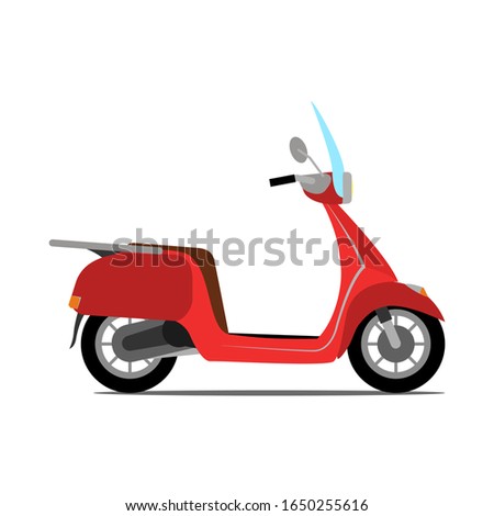 Red vintage scooter. Isolated scooter, template for branding and advertising. Vector Illustration