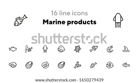 Marine products icon set. Seafood concept. Vector illustration can be used for topics like seafood, cuisine, cooking