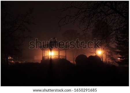 Banstand on misty Night in Park