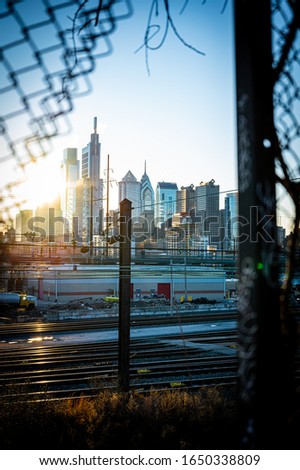 Views of Philadelphia through the fence