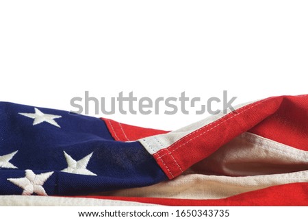 United States flag on a white background with copy space