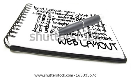 Web layout concept in word tag cloud