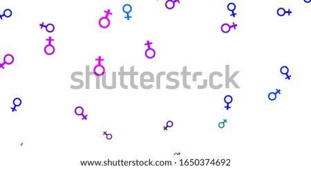 Light Pink, Blue vector pattern with feminism elements. Colorful feminism symbols with a gradient in modern style. Elegant design for wallpapers.