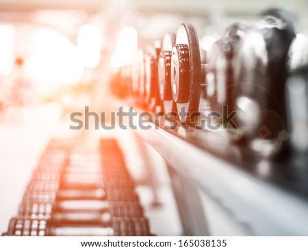 Rows of dumbbells in the gym Royalty-Free Stock Photo #165038135