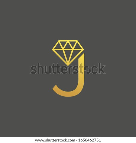 initial letter J with diamond vector logo template
