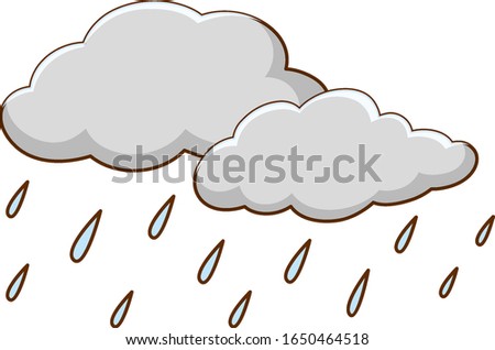 Rain clouds with rainfall on white background illustration