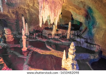The stalactite in a cave 