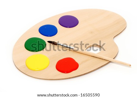 Artist's palette with multiple colors Royalty-Free Stock Photo #16505590
