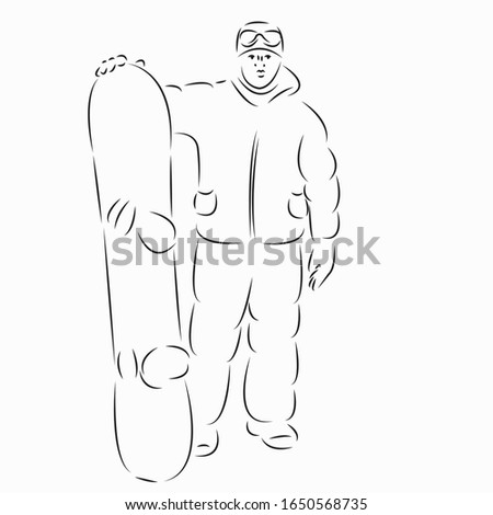 One continuous single drawing line art flat doodle snow, snowboard, sport, ski, season. Isolated image hand draw contour on a white background
