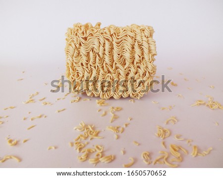 instant noodles on white background.