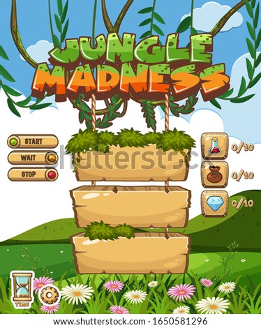 Background template with wooden signs in the jungle illustration