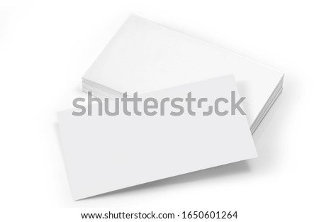 business cards stack on white background