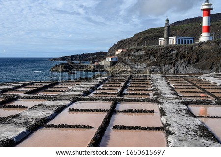Sea salt works on salinas in Fuencaliente, south of La Palma island, Canary, Spain