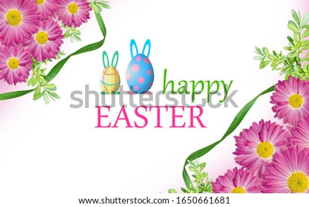 Happy Ester greeting card with flowers and eggs