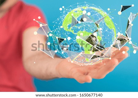 World map point, line, composition, representing the global,