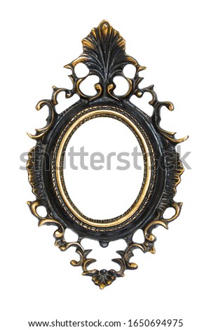 decorative, metal frame under a miniature. isolated pattern. metal casting