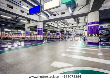 Underground parking aisle