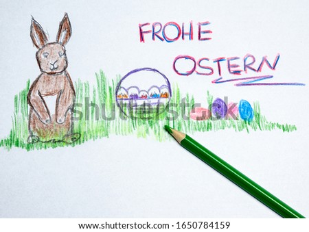 Happy Easter painted on a sheet of paper in german