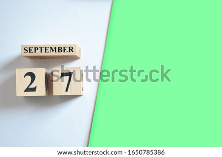 September 27, Empty white - Green background.