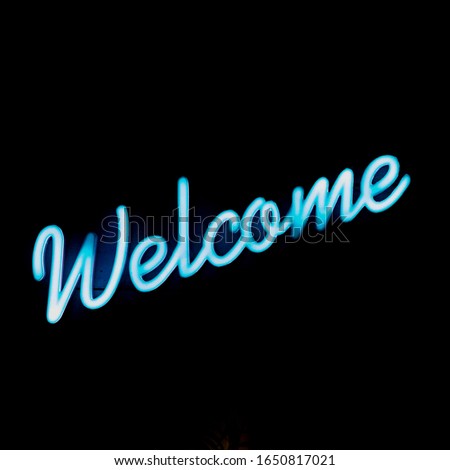 Neon Welcome Sign in Electric Blue