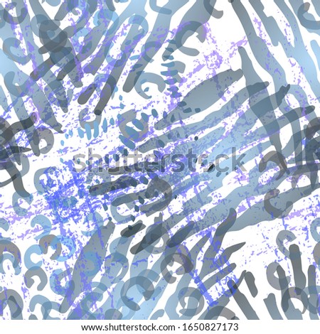 Camouflage Pattern.   Fashion Concept. Distress Print. Blue, Teal Illustration. Modern Surface Textile. Ink Stains. Spray Paint. Splash Blots. Artistic Creative Vector Background.