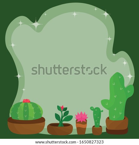 Cuctus Summer Card . vector illustration. dark green

