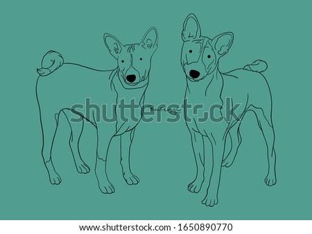 Vector set of dog, Basenji
