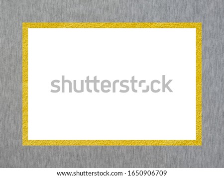 gray-yellow texture of a decorative rectangular frame with a free white field for creativity.