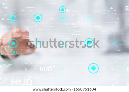 Businessman pressing document icon over computer binary code 