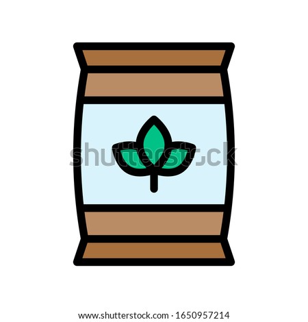 environment related leafs or flower on closed sack vector with editable stroke