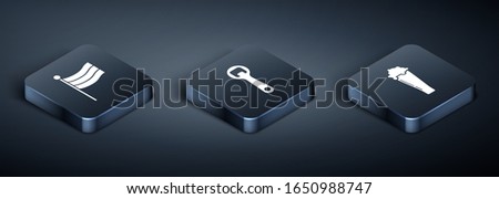 Set Isometric National Germany flag, Glass of beer and Bottle opener icon. Vector