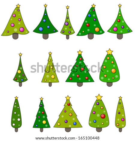 Christmas Tree Clip-art Set. Xmas Trees Clip Art.