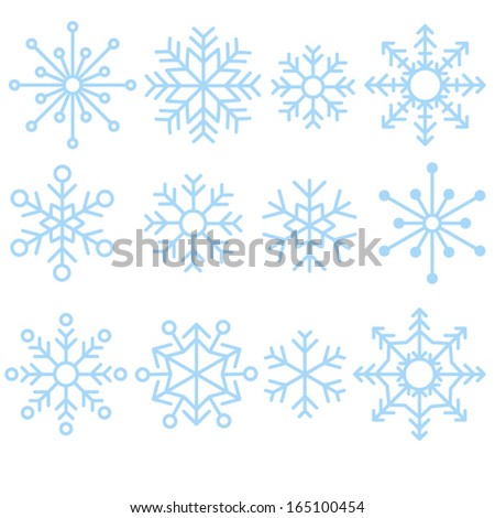Snowflakes Clip-art Set. Blue Snow Clip Art. 