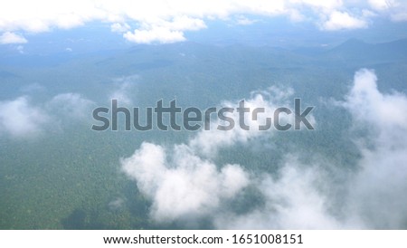 landscape, Sky and clouds beautiful The view out of an airplane in the morning thailand appropriate the background , idea copy space