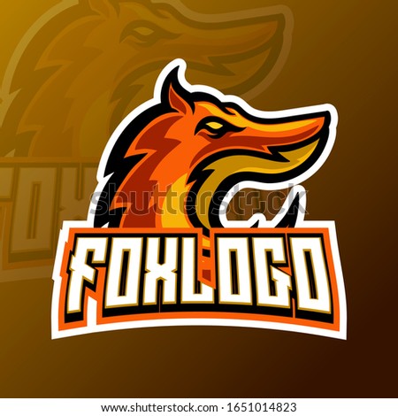 Fox gaming mascot logo design vector template for sport and esport team 