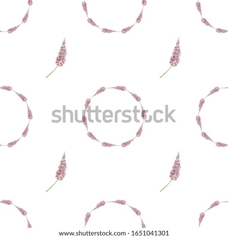 Seamless pattern of purple flowers on a white background. Use for menus, weddings, invitations, and birthdays
