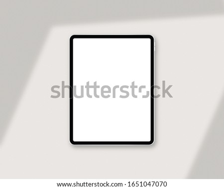 Tablet mockup on minimal background. Mockup template with shadow Overlay. Photo mockup with clipping path. Mockup scene.