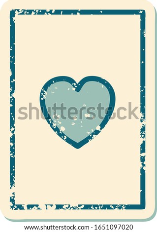iconic distressed sticker tattoo style image of the ace of hearts