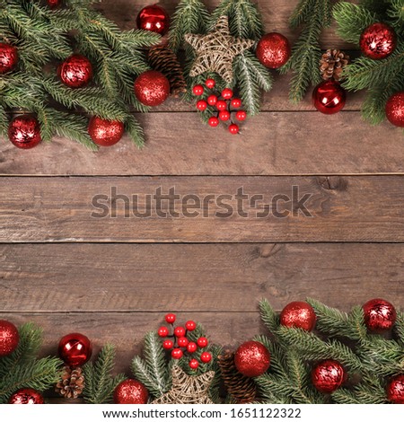 Christmas background. Christmas, New Year's composition with copy space for text. Flat lay, top view