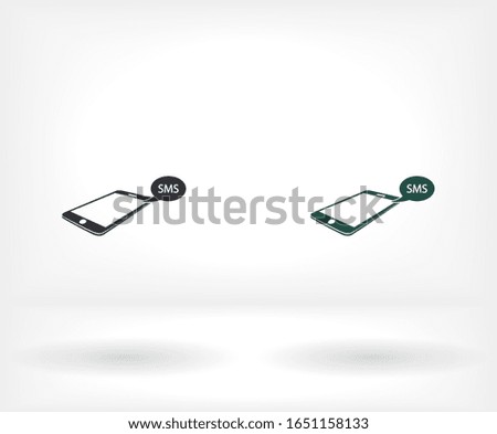 Contour sms phone icon isolated on application, sms phone logo, user interface. Editable barcode sms phone. Vector illustration. Eps10 sms phone.