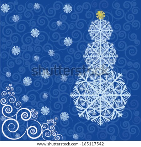Christmas tree and snowflakes