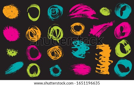 Set - watercolor brush strokes in grunge style - multicolored.  Vector illustration. Art creative modern abstract vector.