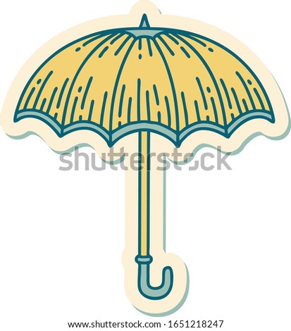 sticker of tattoo in traditional style of an umbrella