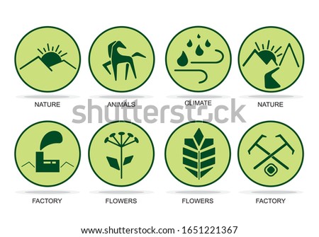Environmental symbols in the circle. Natural symbols and production
