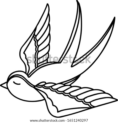 tattoo in black line style of a swallow