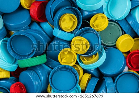 Colorful plastic waste bottle caps 