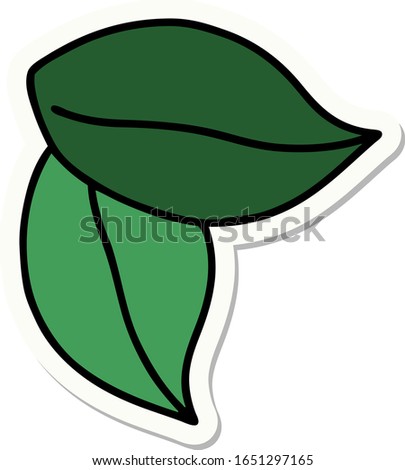 sticker of tattoo in traditional style of leaves